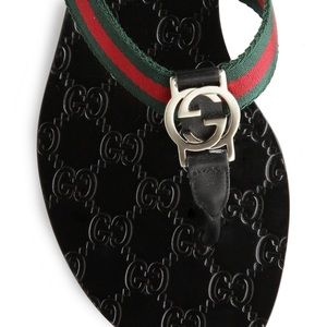 ♥️S O L D♥️ Gucci Web Strap Thong Sandals